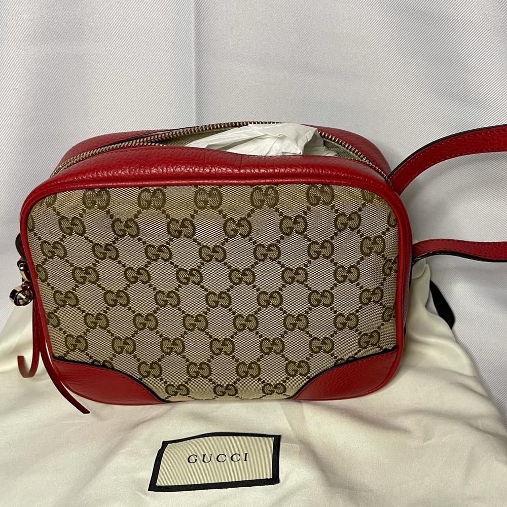 Gucci Brown Canvas Red leather